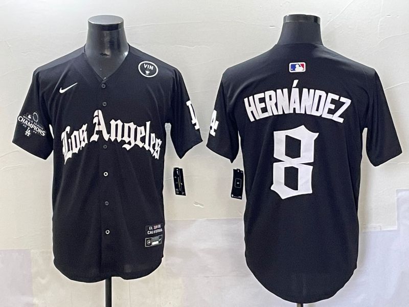 Men 2025 Los Angeles Dodgers #8 Hernandez Black Five generations Joint Name Nike MLB Jersey style 10->los angeles dodgers->MLB Jersey